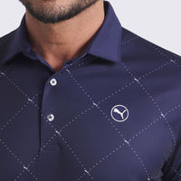 Puma Pure 2,0 Argyle Golfhemd - Deep Navy/White Glow