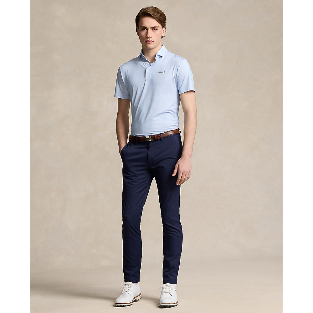 RLX Ralph Lauren bedrucktes leichter Luftstrom -Performance -Golfhemd - Büroblau T -Shirt Zeit