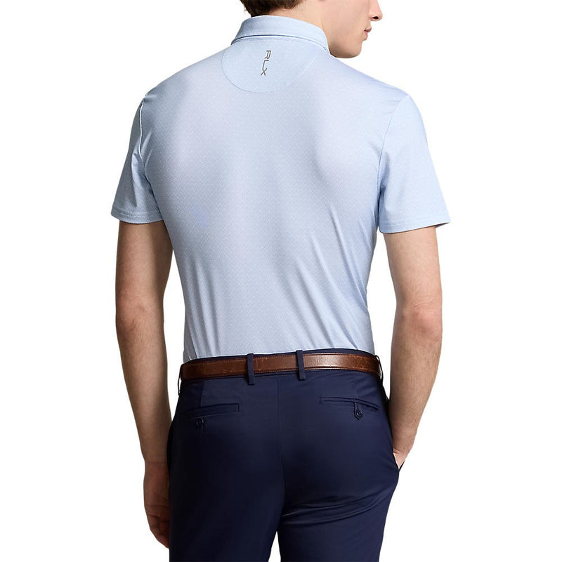 RLX Ralph Lauren bedrucktes leichter Luftstrom -Performance -Golfhemd - Büroblau T -Shirt Zeit