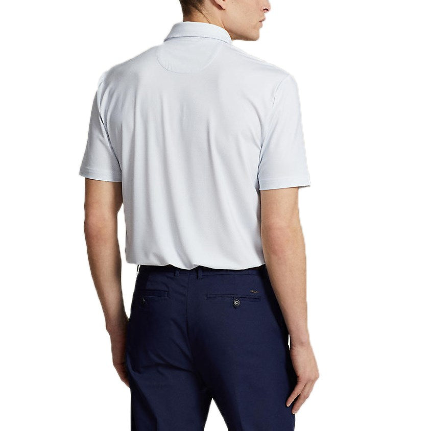Rlx Ralph Lauren bedrucktes leichter Luftstrom -Performance -Golfhemd - Oxford Blue Geo ordentlich