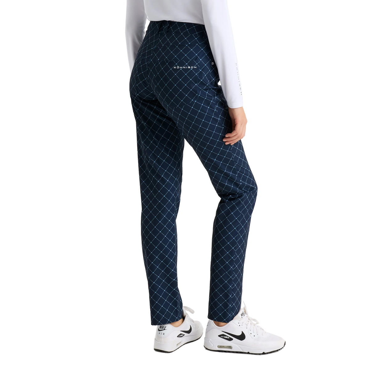 Rohnisch Women's Chie Comfort Golf Pants - Micro R Check Navy