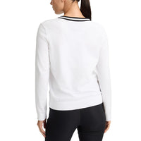 Rohnisch -Frauen Adele gestrickt Golfpullover - Weiß/Marine