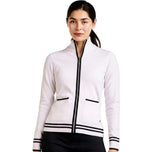 Nivo Scarlet Golf-Strickjacke mit durchgehendem Reißverschluss für Damen – Weiß