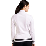 Nivo Scarlet Golf-Strickjacke mit durchgehendem Reißverschluss für Damen – Weiß