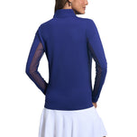 IBKUL Damen-Solide-Langarmshirt mit Stehkragen und Reißverschluss – Marineblau