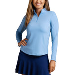 IBKUL Damen Solid Long Sleeve Zip Mock Neck – Peri