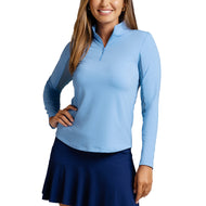 IBKUL Damen Solid Long Sleeve Zip Mock Neck – Peri