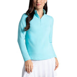 IBKUL Damen Solid Long Sleeve Zip Mock Neck – Seafoam