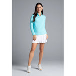 IBKUL Damen Solid Long Sleeve Zip Mock Neck – Seafoam