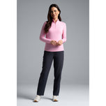 IBKUL Langarm-Pullover mit Stehkragen und Reißverschluss für Damen – Candy Pink