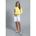 IBKUL Solides Langarm-Shirt mit Stehkragen und Reißverschluss für Damen – Butter