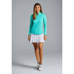 IBKUL Solides Langarmshirt mit Stehkragen und Reißverschluss für Damen – Jade