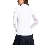 IBKUL Solides Langarmshirt mit Stehkragen und Reißverschluss für Damen – Weiß