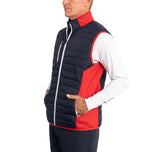 Sunderland Anton gepolsterte Stretch Panel Performance Golf Gilet - Marine/ Rot