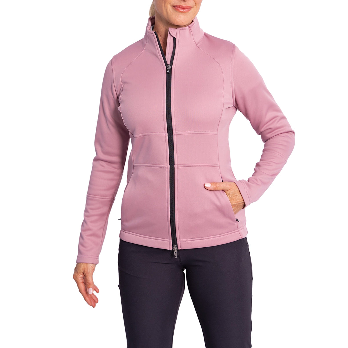 Sunderland Frauen Nira Thermal getäfeltes Fleece Wasserschutzgolfjacke - rosa Dunst