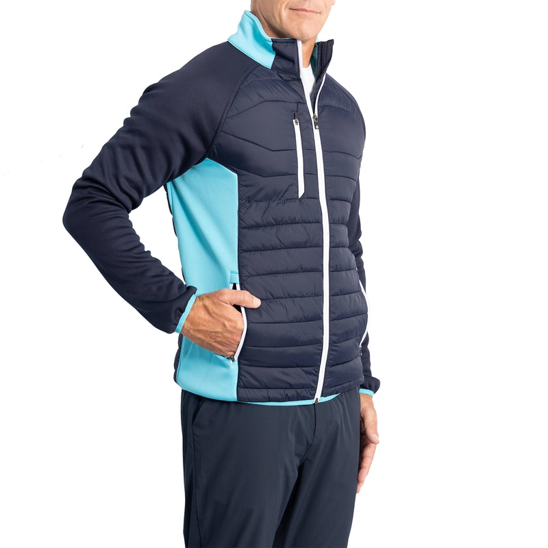 Sunderland Zermatt gepolsterte Stretch Panel Performance Golfjacke - Marine/ Aqua