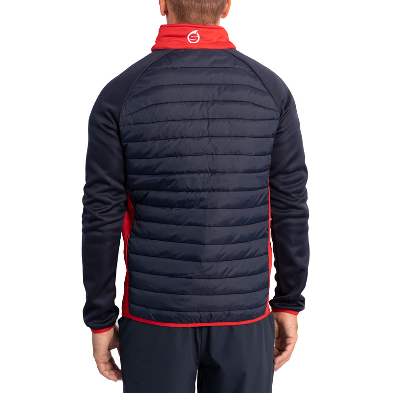 Sunderland Zermatt gepolsterte Stretch Panel Performance Golfjacke - Marine/ Rot