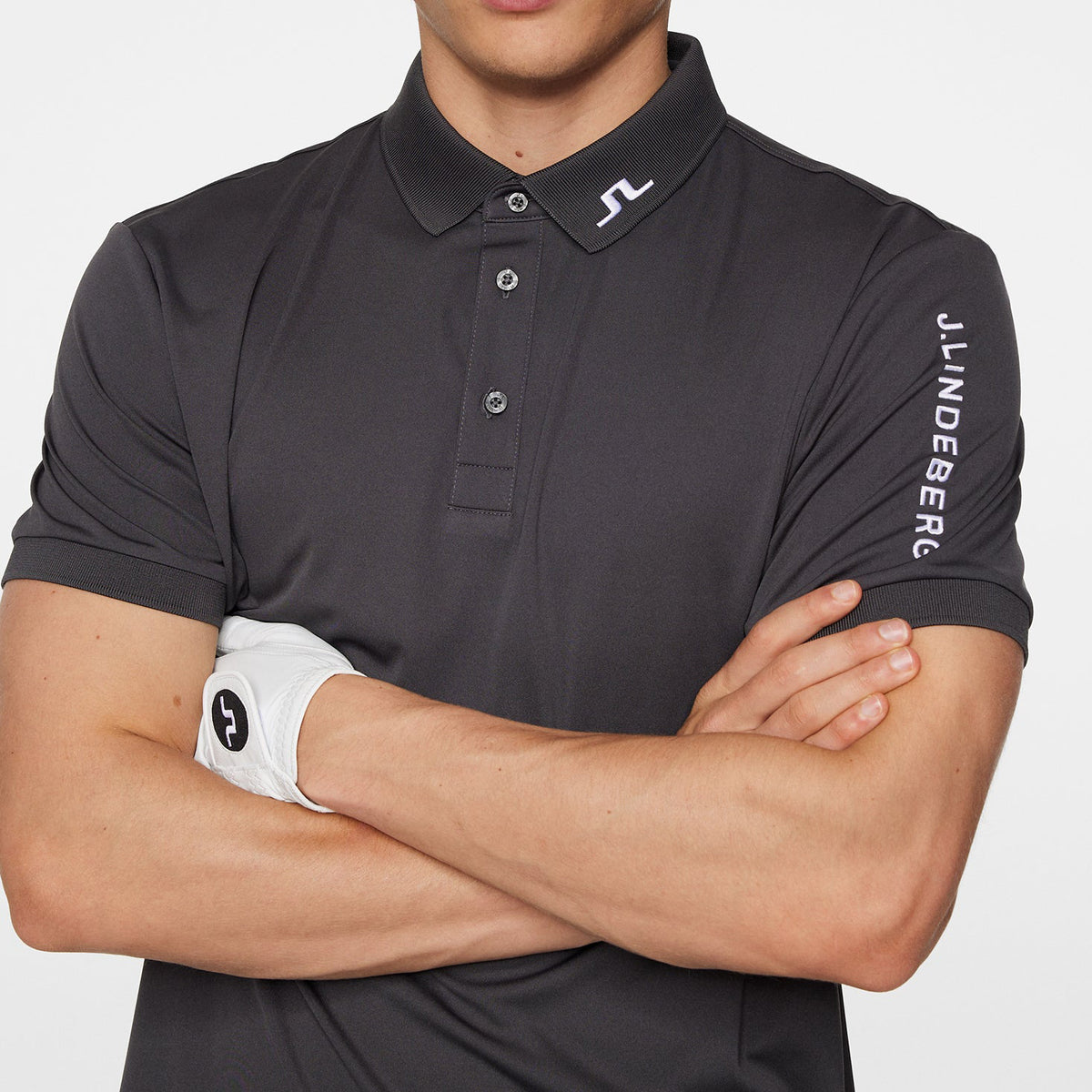 J. Lindeberg Tour Tech Regular Fit Golf Polo Shirt - Asphalt