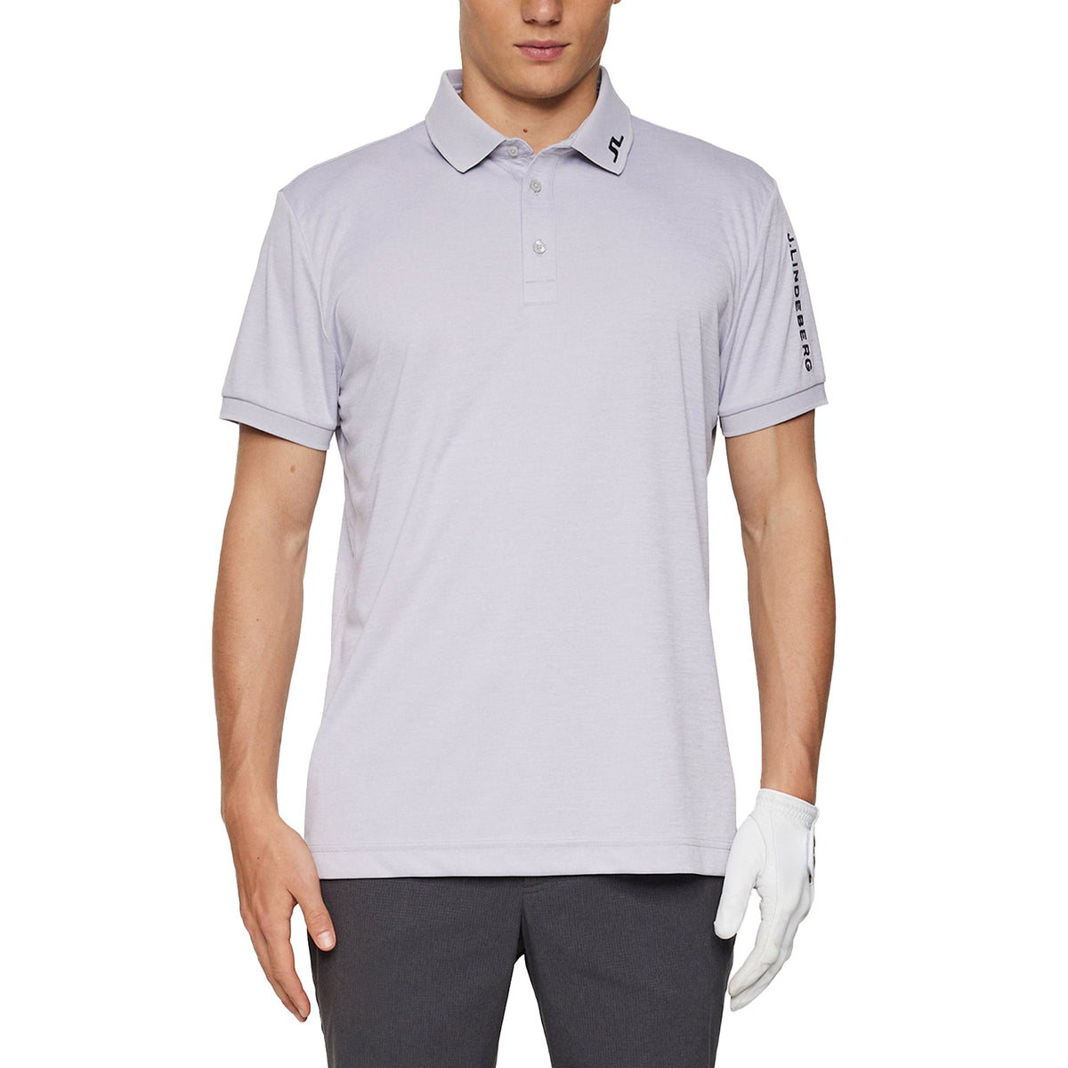 J.Lindeberg Tour Tech Regular Fit Golf Polo Shirt - hellgraue Melange