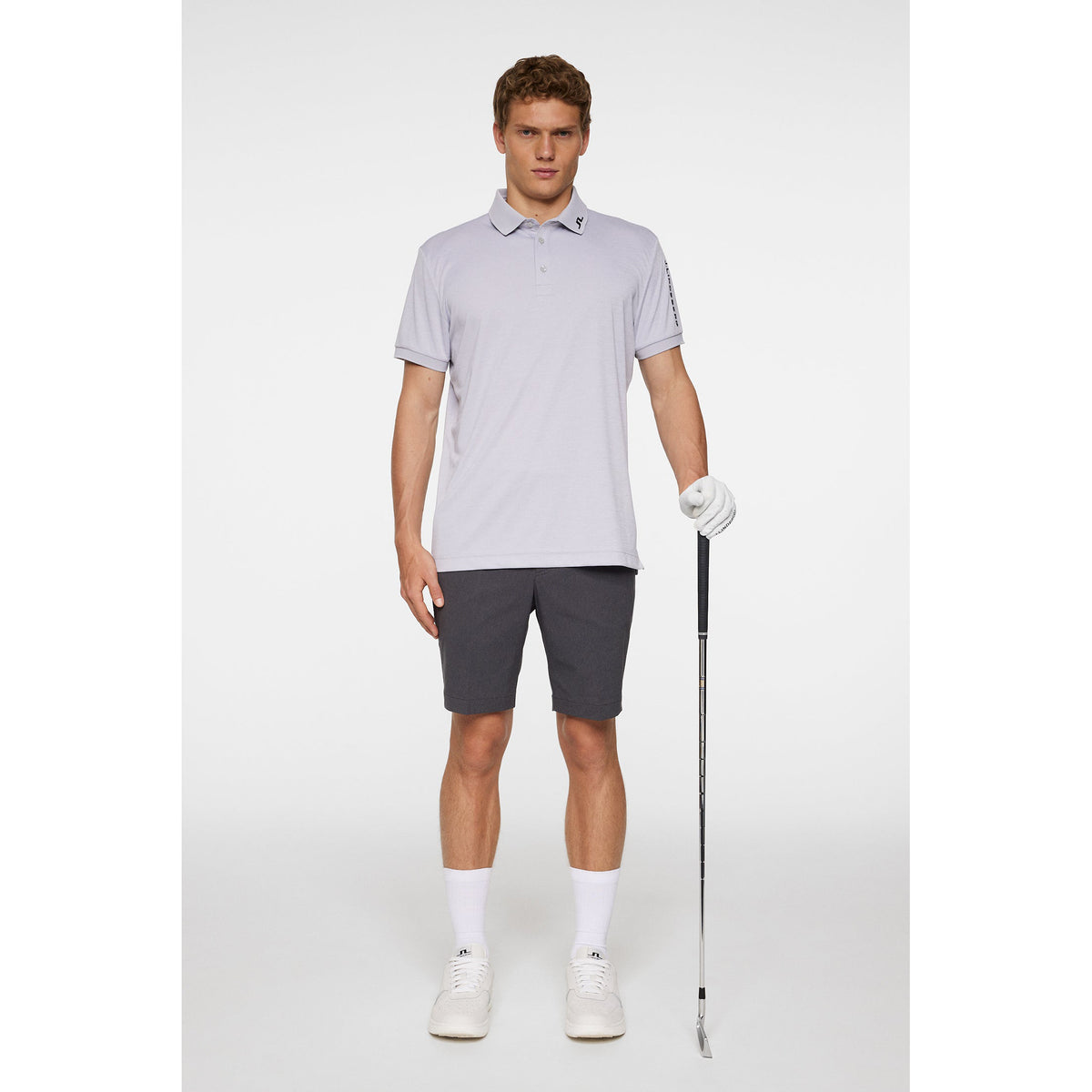 J.Lindeberg Tour Tech Regular Fit Golf Polo Shirt - hellgraue Melange