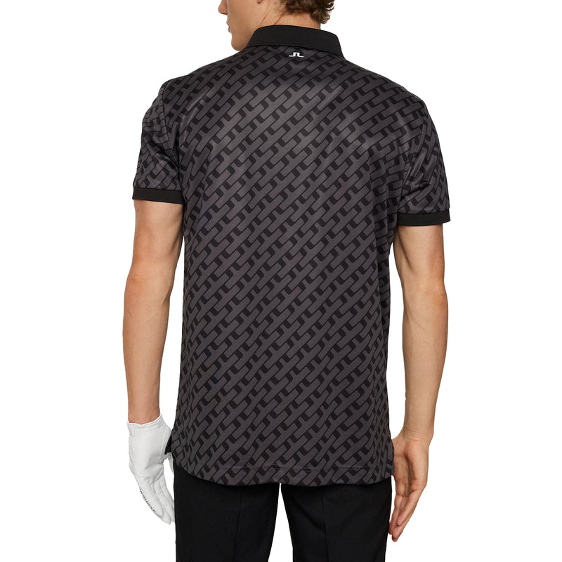 J.Lindeberg Tour Tech regelmäßig Fit Print Golf Polo Shirt - Tour Geo Tonal Black