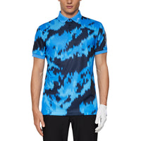 J.Lindeberg Tour Tech regelmäßig Fit Print Golf Polo Shirt - Warp Sonic Blue
