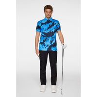 J.Lindeberg Tour Tech regelmäßig Fit Print Golf Polo Shirt - Warp Sonic Blue