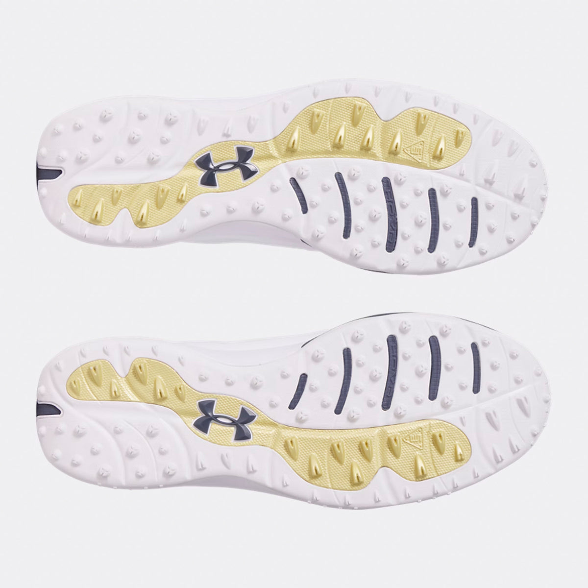 Under Armour Drive Pro Spikeless Golfschuhe - Weiß/Metallic Gold/Grau