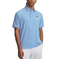 Under Armour Playoff 3.0 Streifen Polo Golfhemd - Blue Atlantis/Weiß