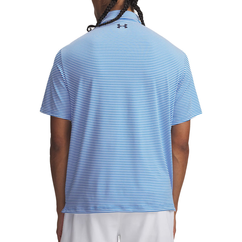 Under Armour Playoff 3.0 Streifen Polo Golfhemd - Blue Atlantis/Weiß