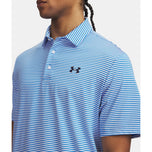 Under Armour Playoff 3.0 Streifen Polo Golfhemd - Blue Atlantis/Weiß
