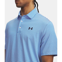 Under Armour Playoff 3.0 Streifen Polo Golfhemd - Blue Atlantis/Weiß