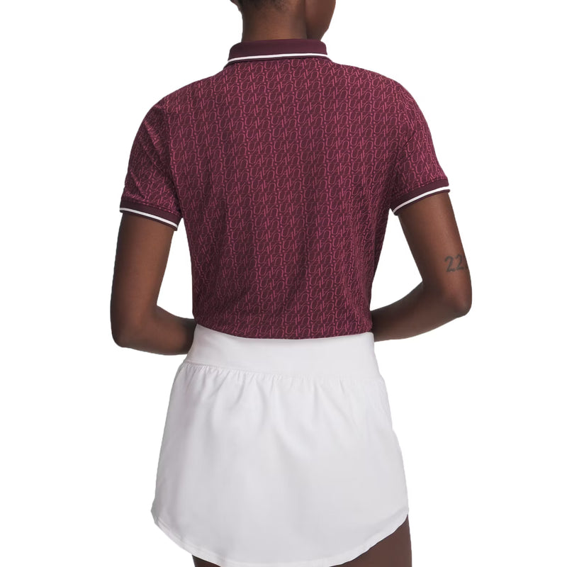 Under Armour Damen Drive Jacquard Golf Polo -Hemd - dunkle Maroon/Fuchsia Dämmerung/Weiß