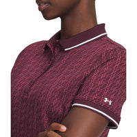 Under Armour Damen Drive Jacquard Golf Polo -Hemd - dunkle Maroon/Fuchsia Dämmerung/Weiß