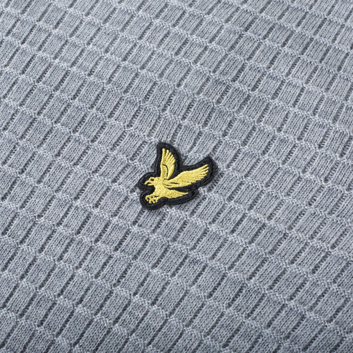 Lyle & Scott Merino Grid Textur 1/4 Reißverschluss - Kieselble