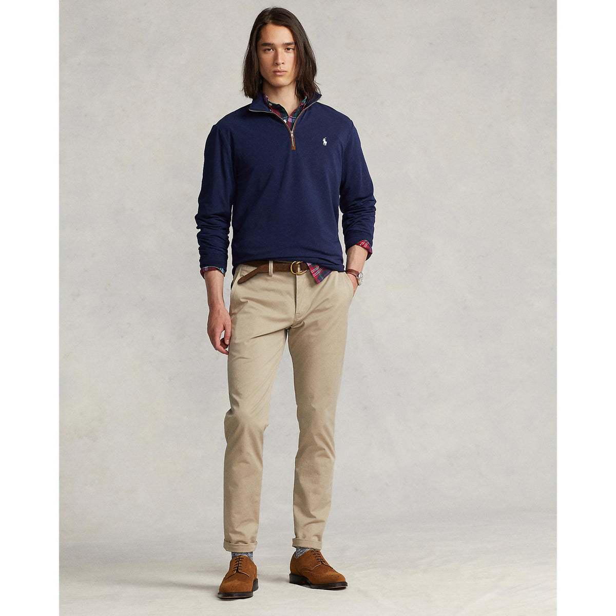 Polo Performance Ralph Lauren Fine Gauge Terry Halbzip - Französische Marine