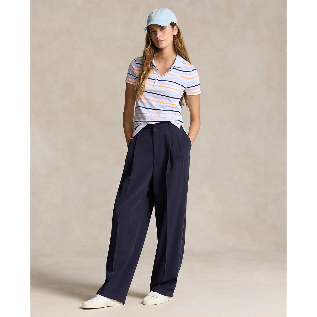 Rlx Ralph Lauren Damen gedruckter Luftstrom Polo Golf Polo -Hemd - Oxford Blue Multi