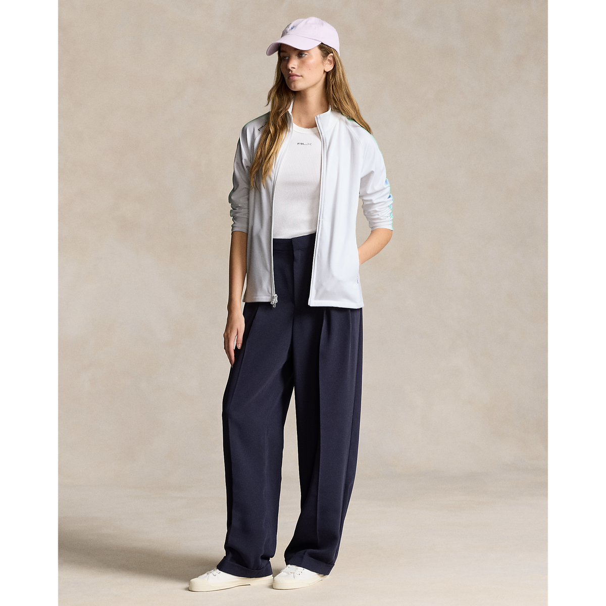 Rlx Ralph Lauren Frauen Power Stretch Vollzeigung Golfjacke - Keramik weiß