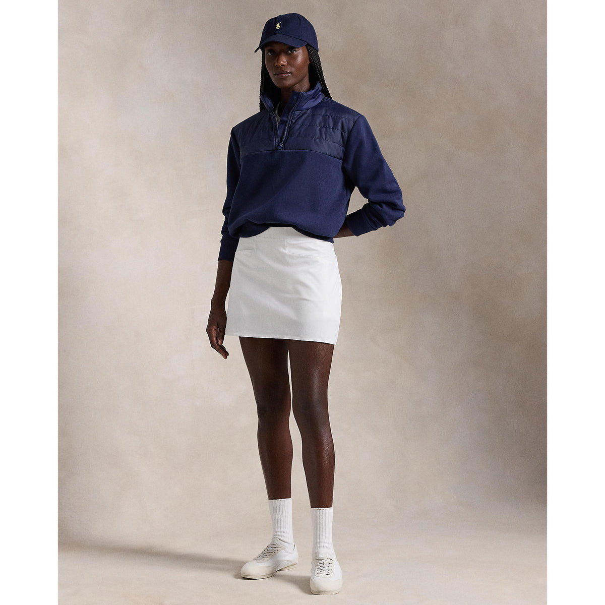 Rlx Ralph Lauren Frauen hybrid gesteppt Fleece Halbzip Pullover - Raffinierte Marine