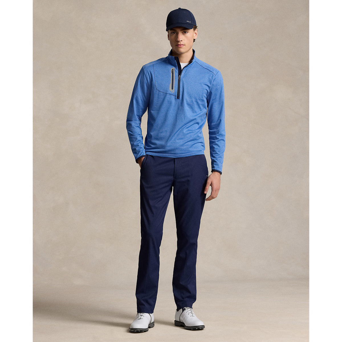 RLX Ralph Lauren Stretch Jersey Golf Pullover - Dockside Blue Heather