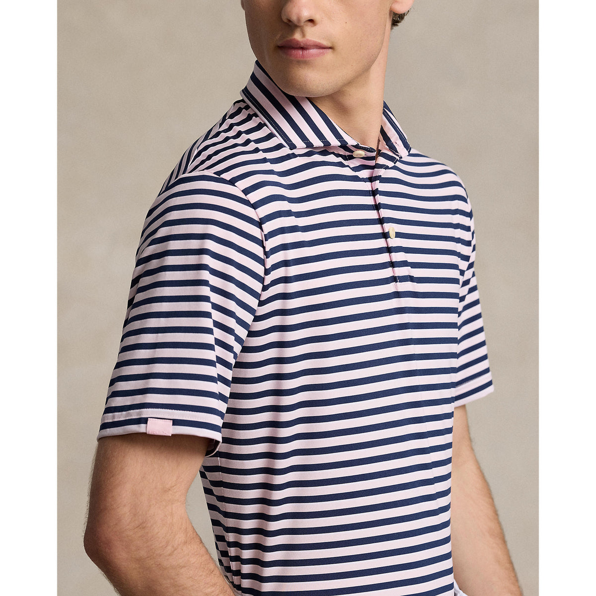 Rlx Ralph Lauren Streifen Leichter Luftstrom -Golfpolo -Hemd - Bad Pink Multi