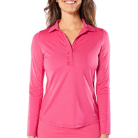 Golftini Frauen Langarm Rüschen Golfhemd - Pink Pink