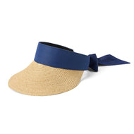 RLX Ralph Lauren Women's Woven Brim Seft-Tie Visor - Refined Navy