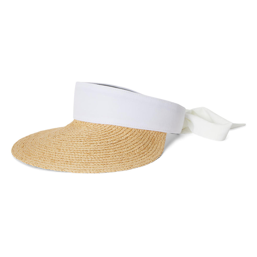 RLX Ralph Lauren Women's Woven Brim Seft-Tie Visor - Ceramic White