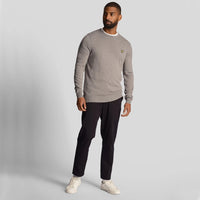 Lyle & Scott Cotton Merino Blend Crew Neck Pullover - Mid Grey Mergel