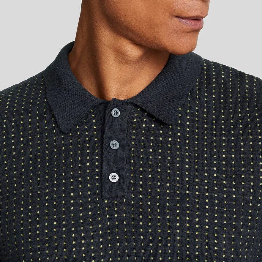 Lyle und Scott Golf Golf Strickraster Poloshirt - Dark Navy