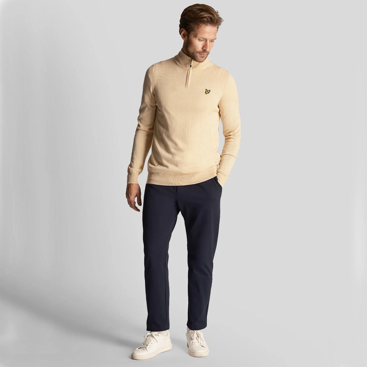 Lyle & Scott Golf Core 1/4 Zip Merino Mix - Sanddune