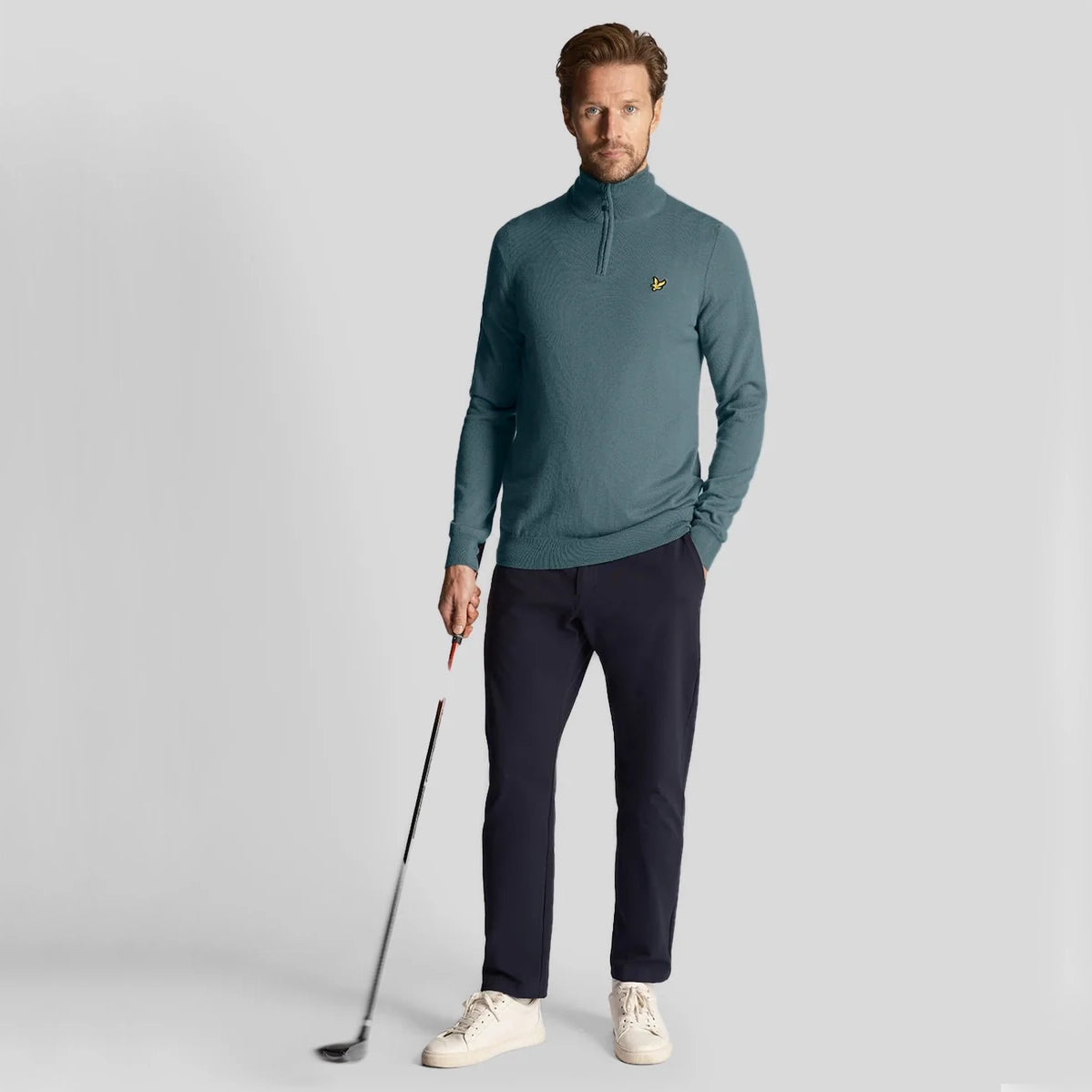 Lyle & Scott Golf Core 1/4 Zip Merino Mix - Eisenblau