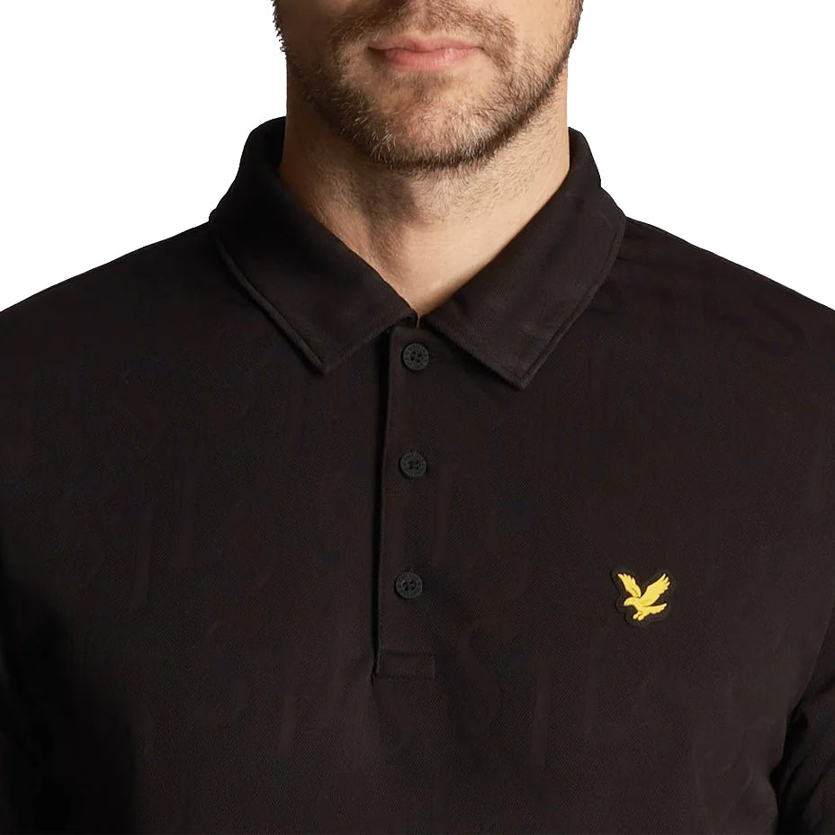 Lyle & Scott Monogramm Jacquard Golf Polo -Hemd - Jet Black