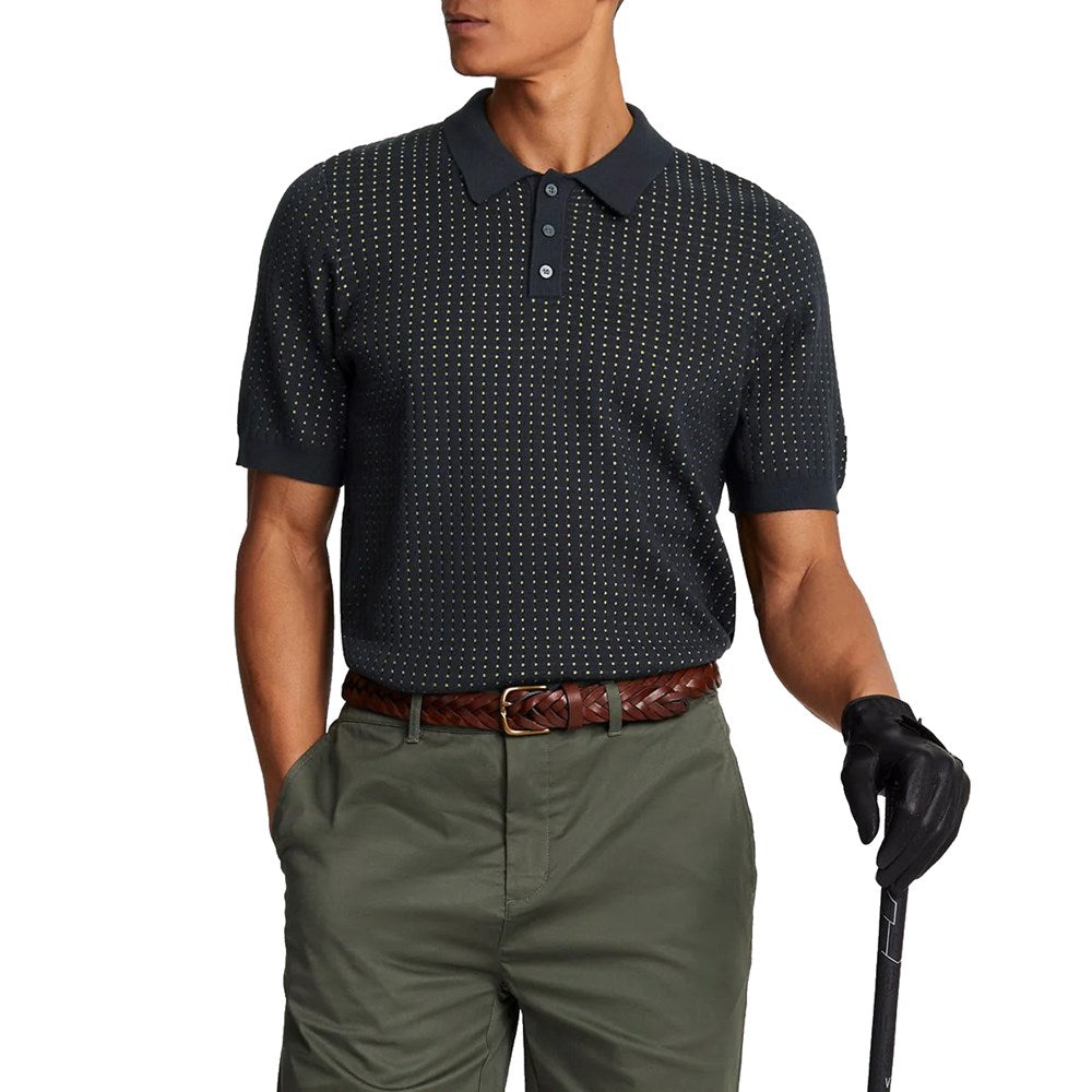 Lyle und Scott Golf Golf Strickraster Poloshirt - Dark Navy